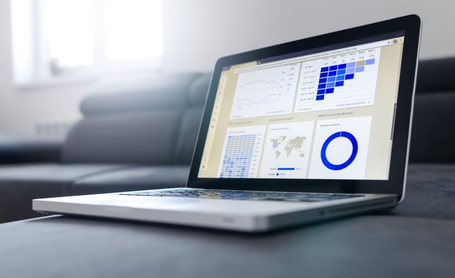 Laptop showing a website analytics dashboard