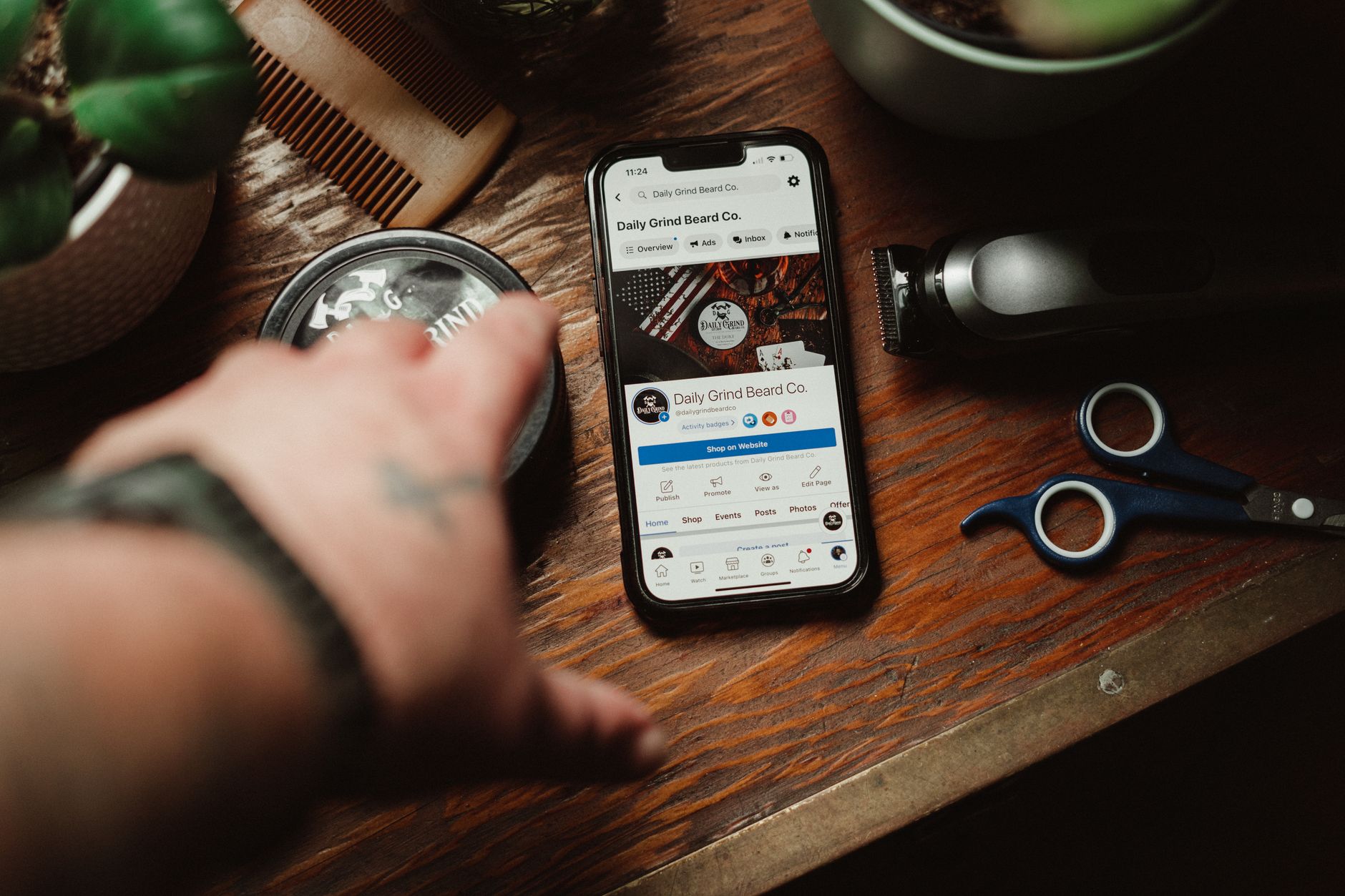 A brand social media page on a smartphone