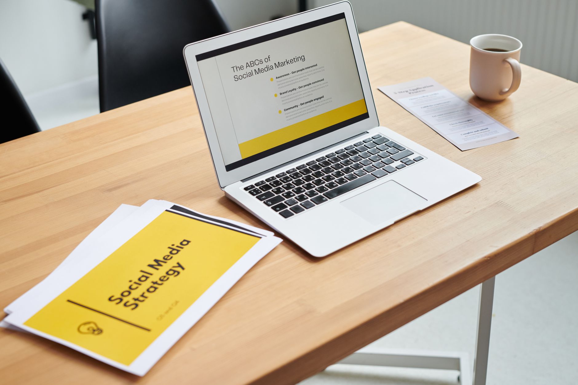 Social media marketing strategy on a laptop